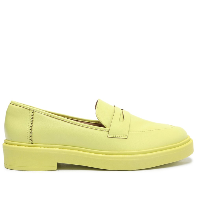 Mocassim Flatform Amarelo Lemon Minimalista