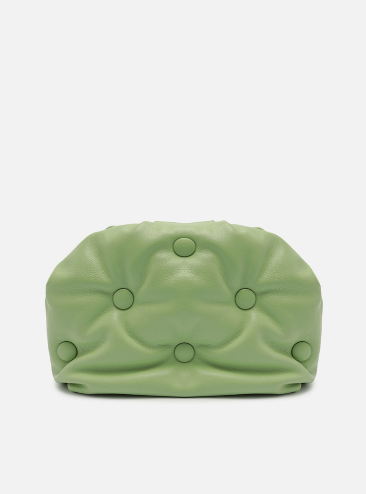 Clutch Verde Arezzo Couro Média Soft Botões