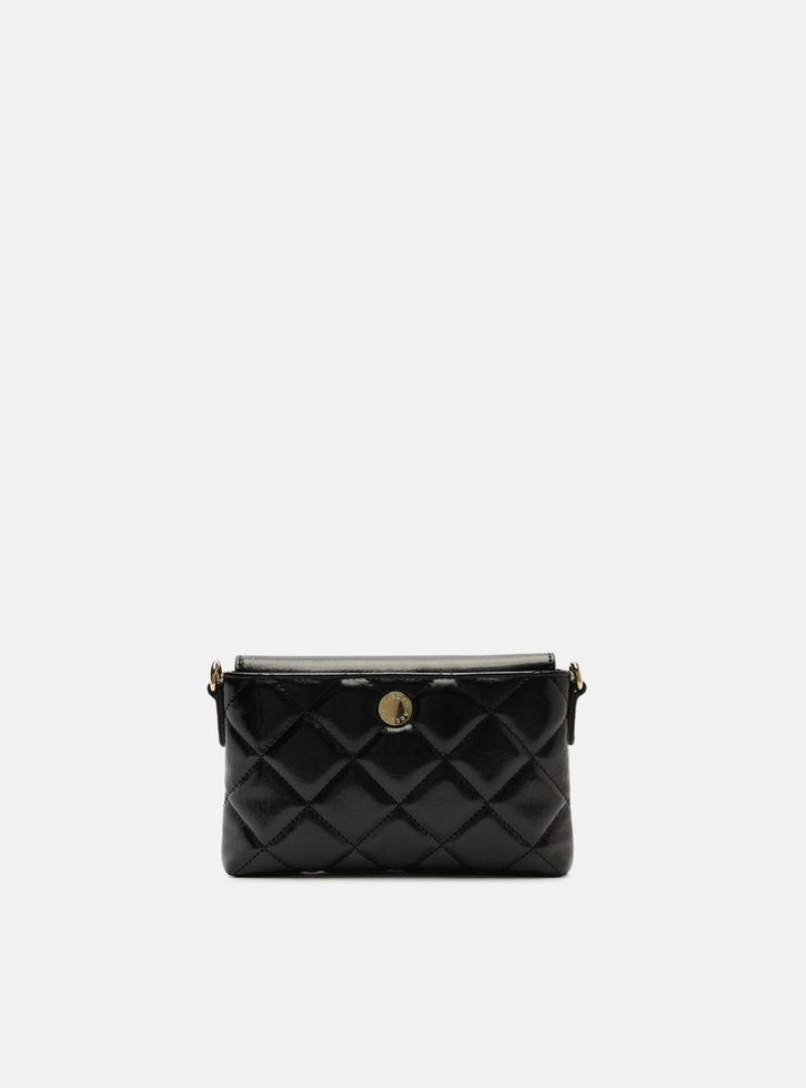 Bolsa Tiracolo Preta Pequena Matelassê Corrente