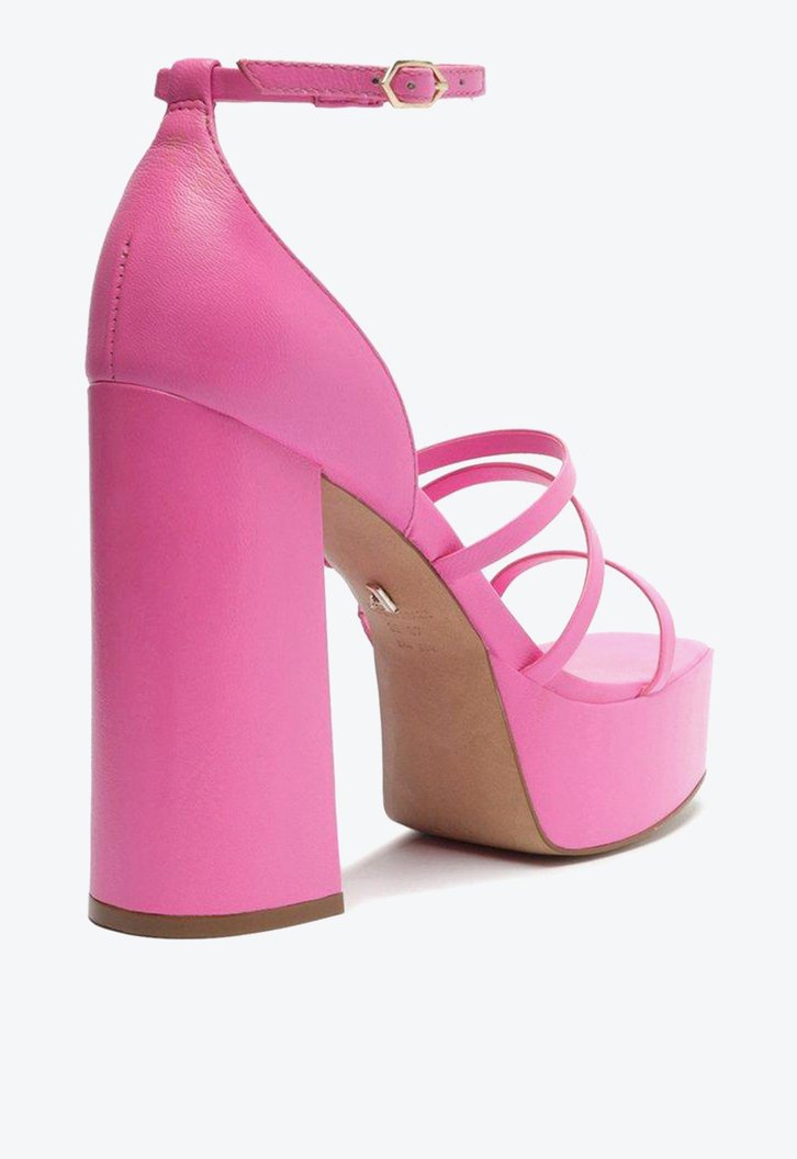 Sandália Meia Pata Rosa Arezzo Couro Tiras