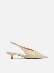 Scarpin Amarelo Arezzo Couro Bico Fino Slingback Laço