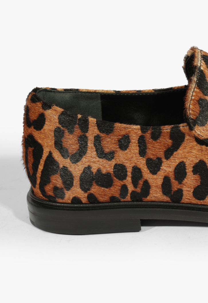 Mocassim Flat Couro Animal Print