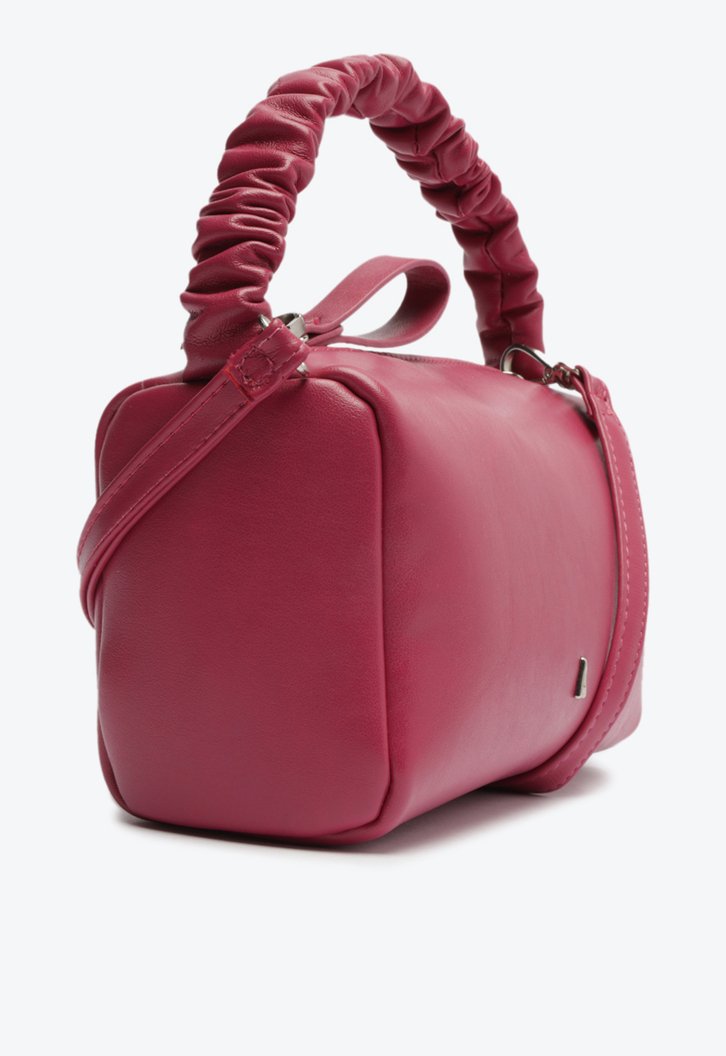 Bolsa Tiracolo Rosa Redonda Alça Franzida Pequena