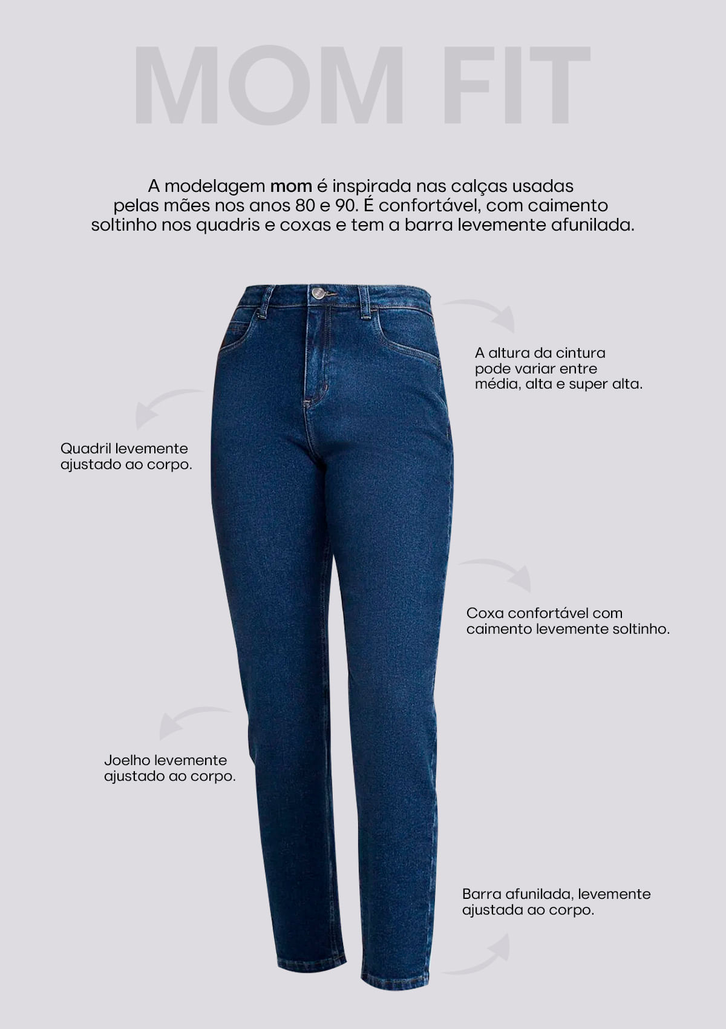 Calça Jeans Azul DZARM Mom Fit Cintura Alta