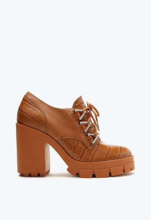 Bota Salto Alto Couro Marrom