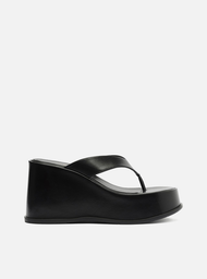 Tamanco Plataforma Preto Arezzo Couro Thong