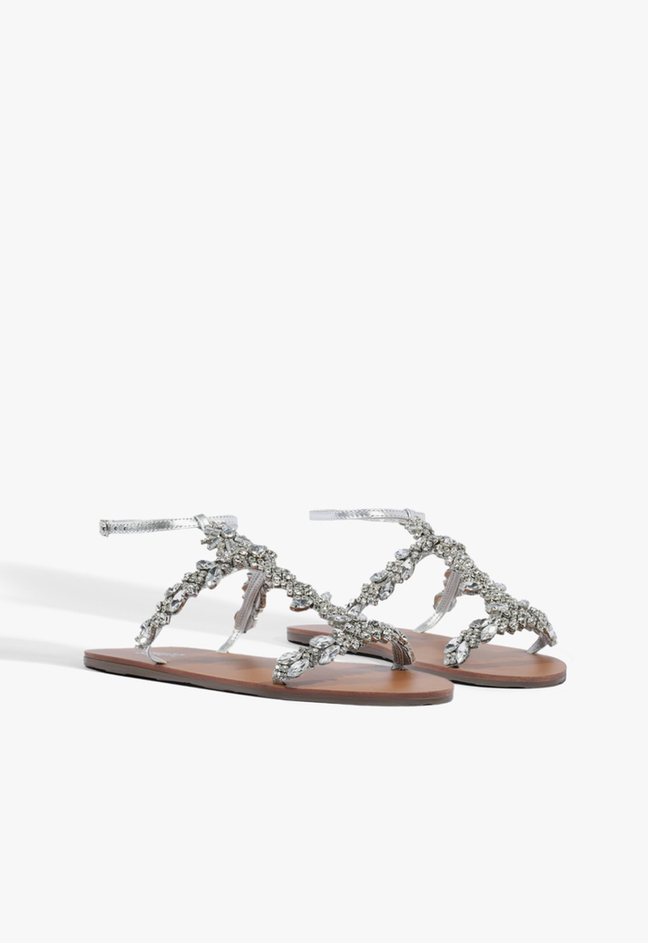 Sandália Rasteira Metallic Prata