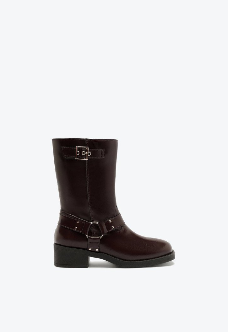 Bota Biker Cano Médio Marrom Coffee