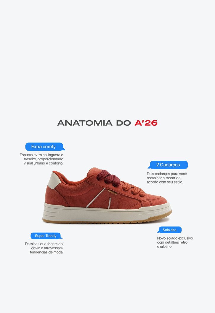 Tênis A'26 Robusto com Cadarço Duplo Marrom | ZZ MALL