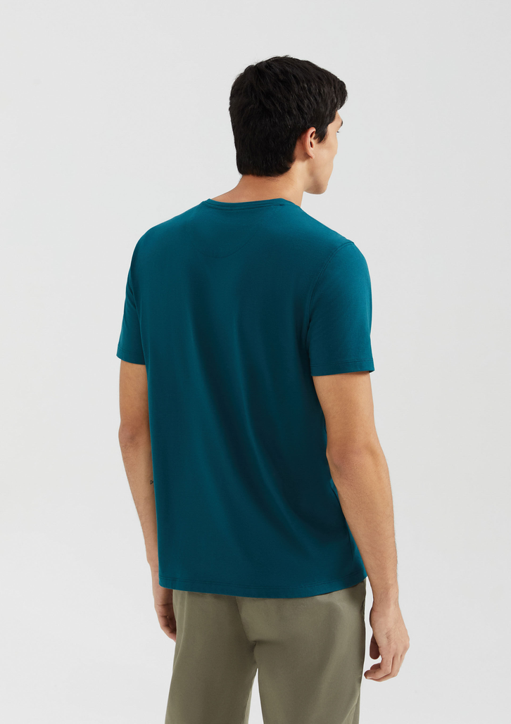 Camiseta Básica Verde Escura Hering Masculina Manga Curta Pima