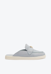 Sapato Mule Azul Schutz Fechado Camurça