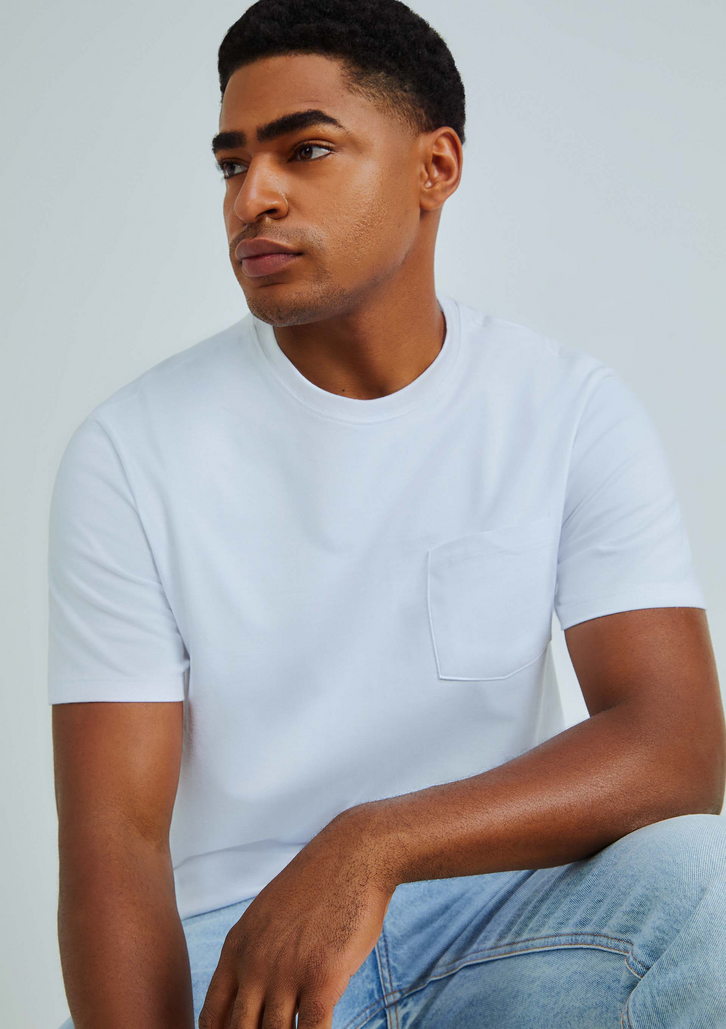Camiseta Branco Hering Básica Comfort Super Cotton Com Bolso