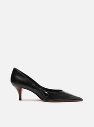 Scarpin Preto Arezzo Couro Salto Kitten Laço