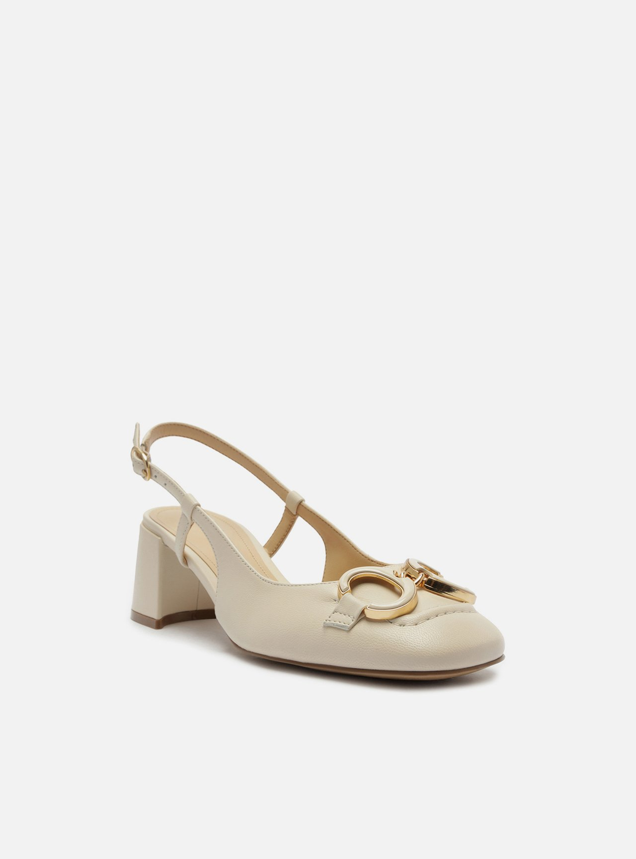 Scarpin Off-white Arezzo Couro Slingback Bridão | ZZ MALL