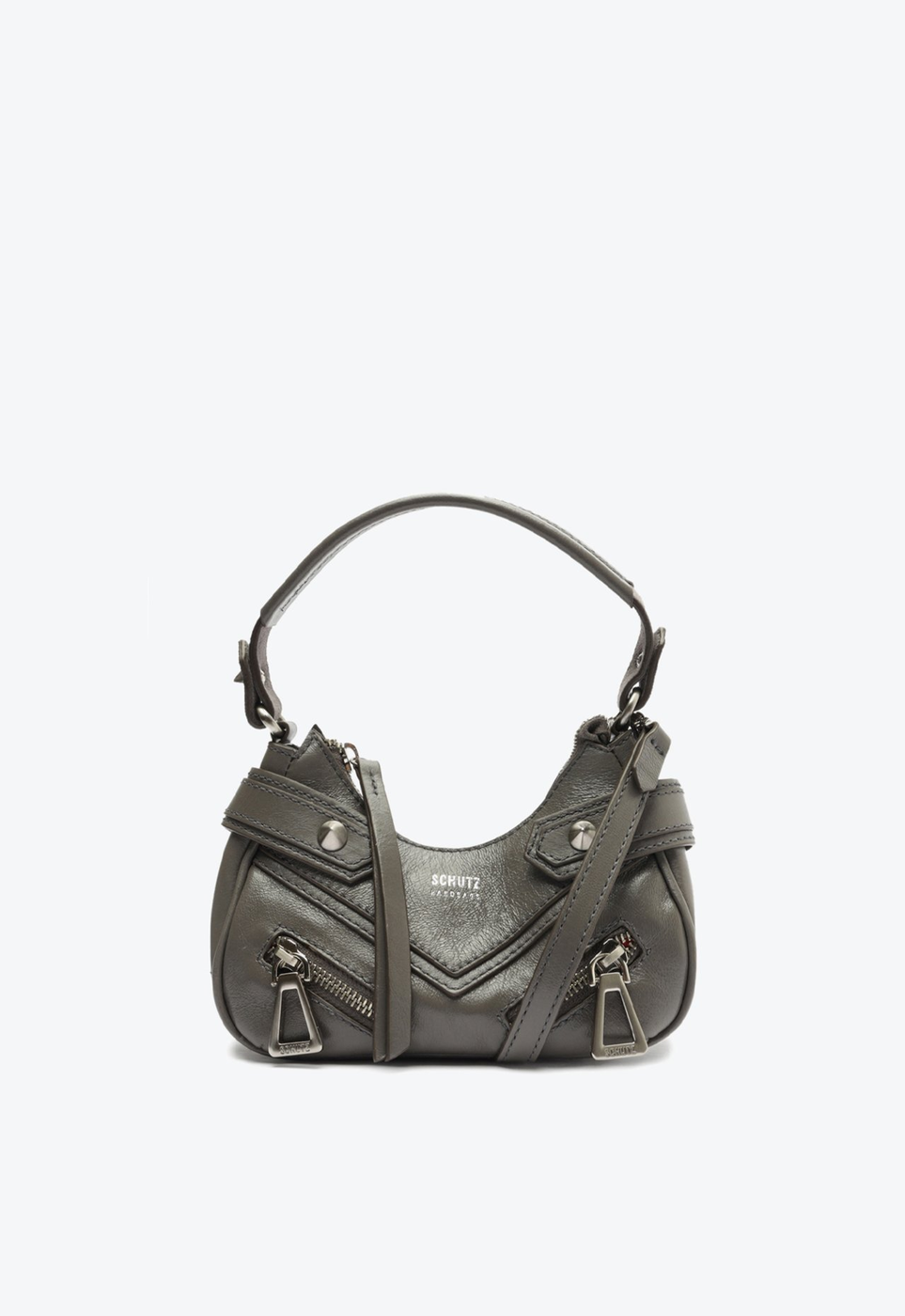 Bolsa Tiracolo Cinza Schutz Suri Triangle Couro | ZZ MALL