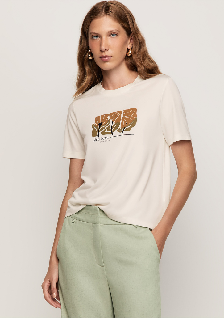 Camisa Off White Dzarm Estampada com Meia Manga Regular