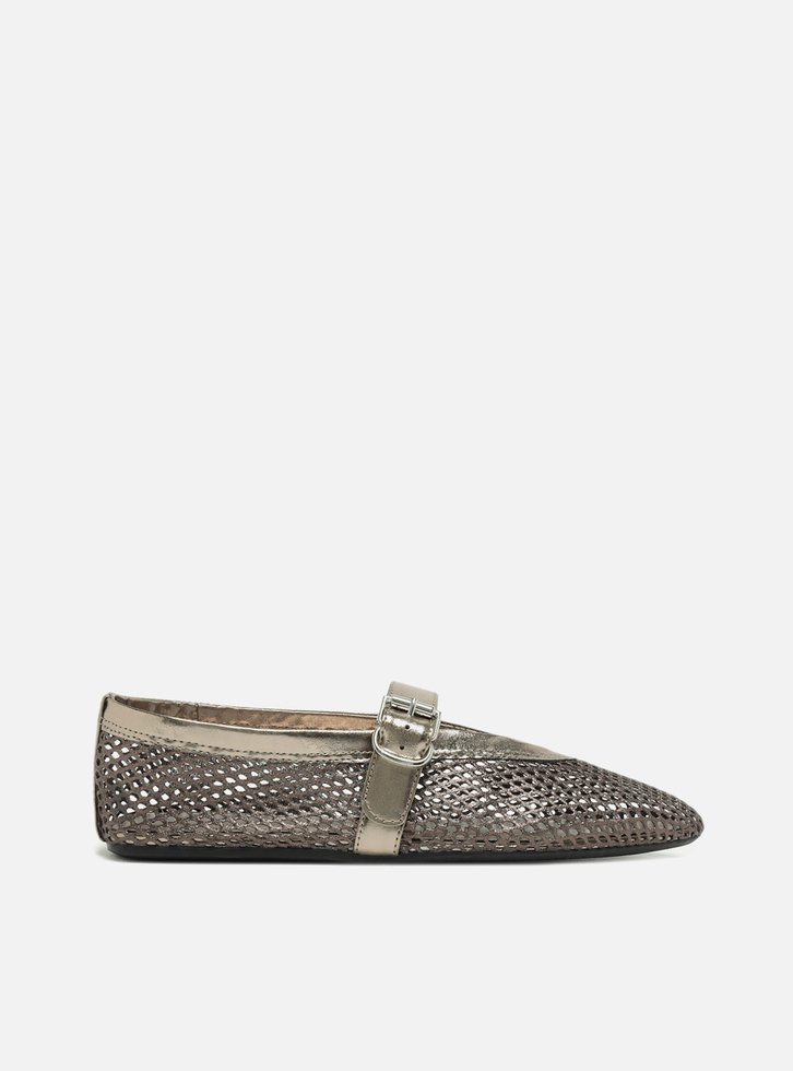 Sapatilha Boneca Bronze Tela Fivela