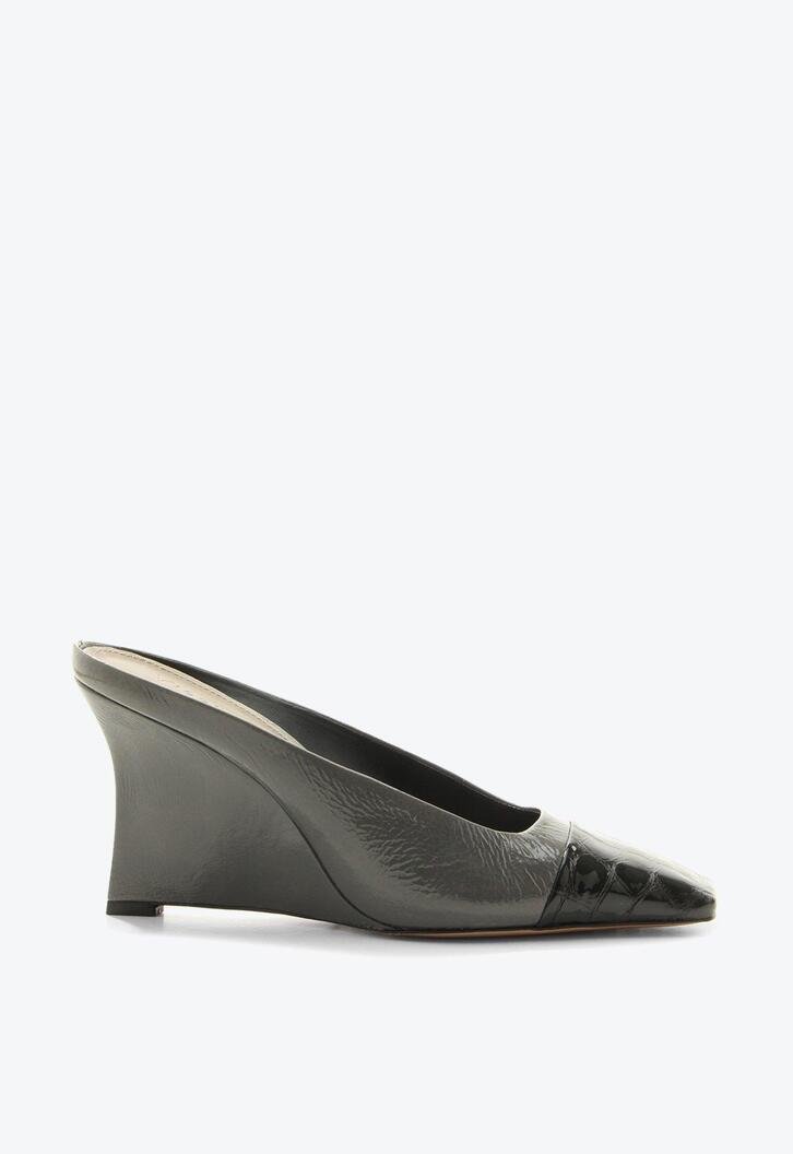 Mule Anabela Cap Toe Esther Cinza