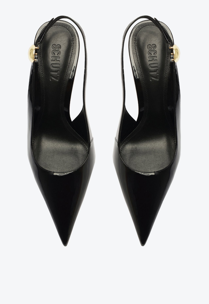 Slingback Preto Schutz Curve Heels | ZZ MALL