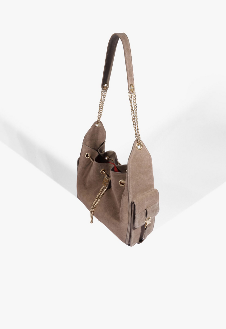 Bolsa Tiracolo Média Lilibet Camurça Marrom | ZZ MALL