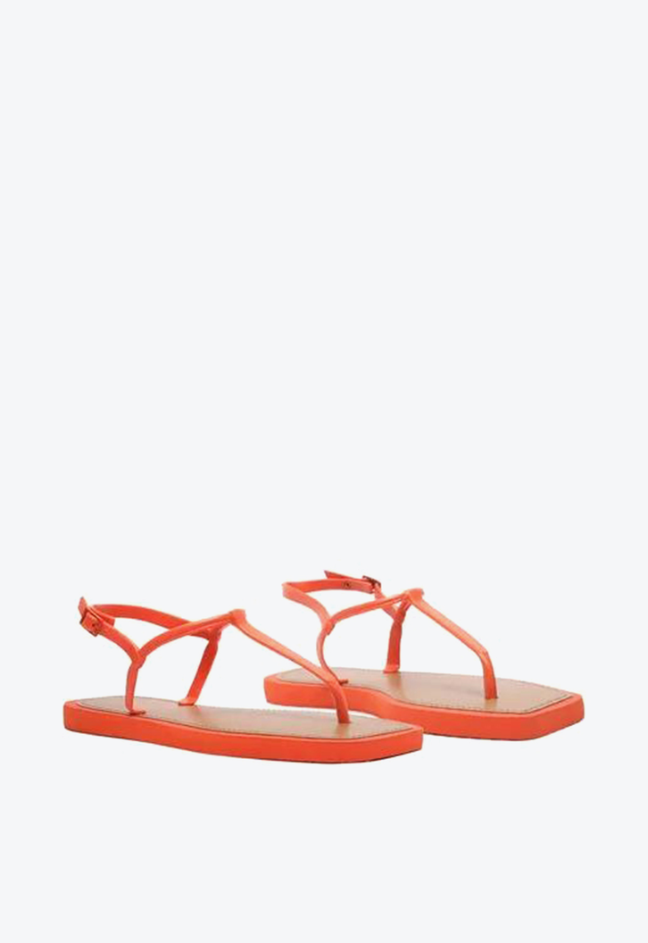 Sandália Rasteira Laranja Brizza Slim Square