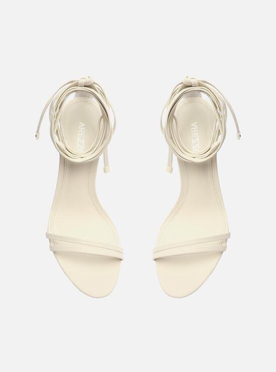 SANDÁLIA BRANCA AREZZO SALTO MÉDIO TAÇA LACE UP
