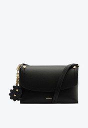 Bolsa Tiracolo Preta Anacapri Pequena Chaveiro Flor