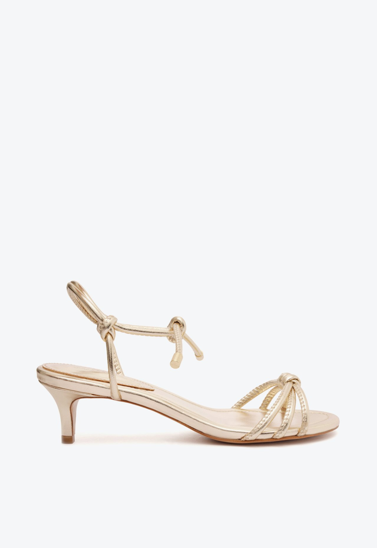 Sandália Dourada Schutz Salto Mid Kate Couro | ZZ MALL