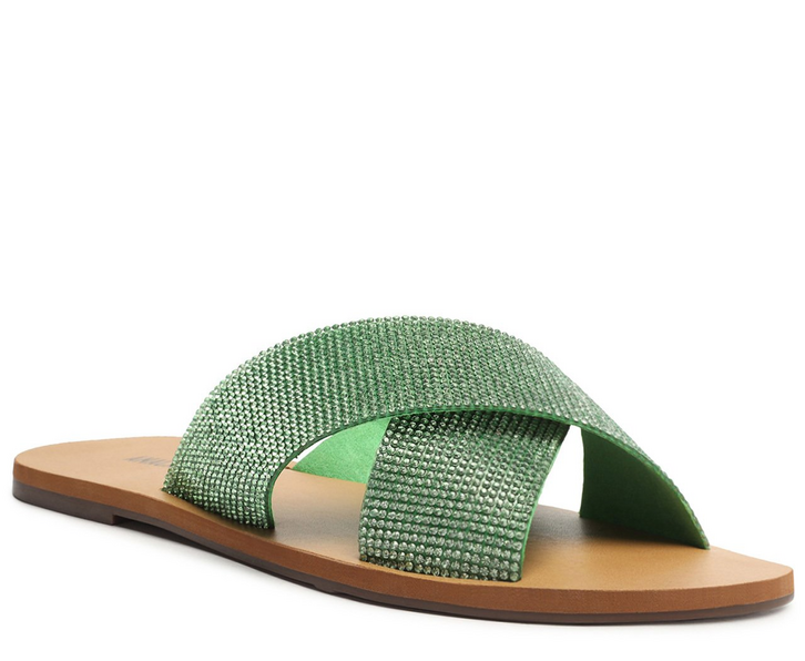 Rasteira Tiras Cruzadas Glam Verde