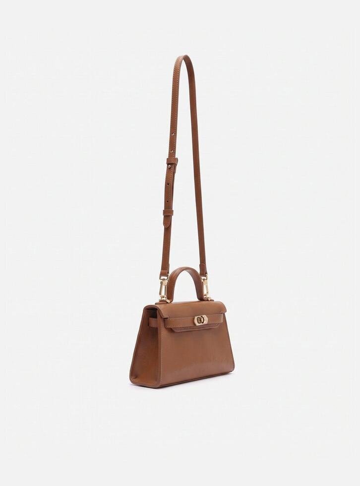 Bolsa Nina Satchel Marrom Couro Pequena
