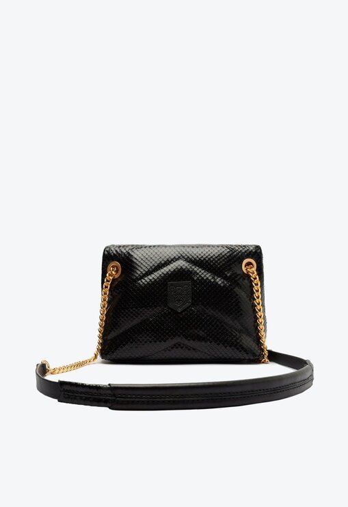 BOLSA TIRACOLO PRETA SCHUTZ PEQUENA PANTHER COURO SNAKE