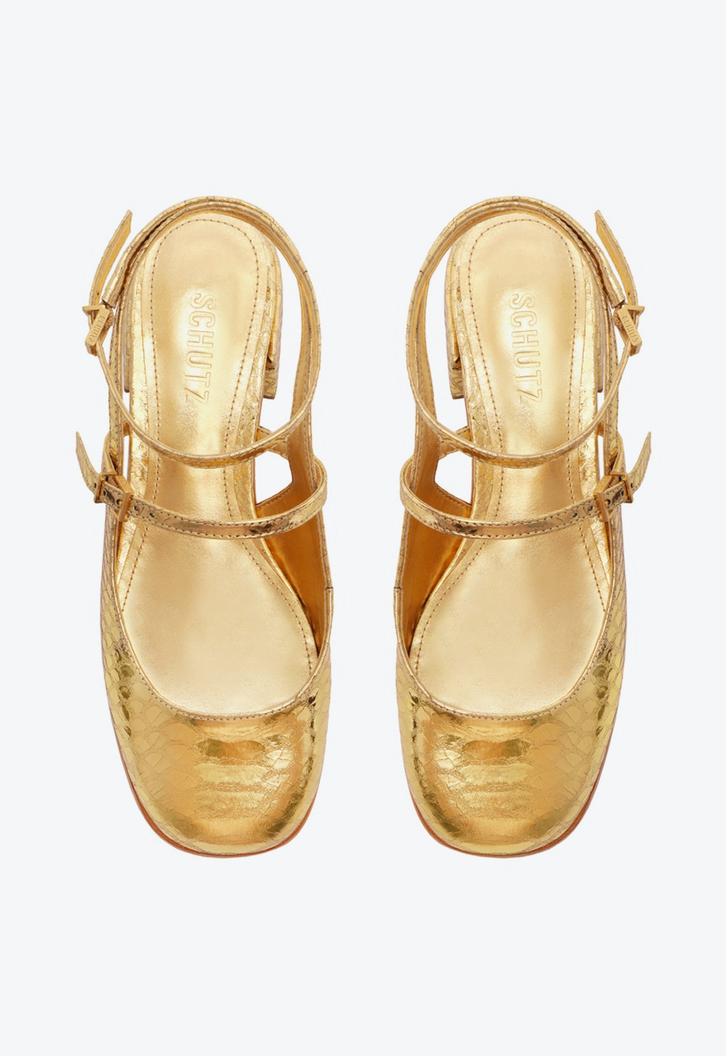 LaLito① Sapato Dourada Schutz Boneca Dorothy Lace | ZZ MALL