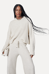 Blusa Tricot Off White Reversa Manga Sino | ZZ MALL