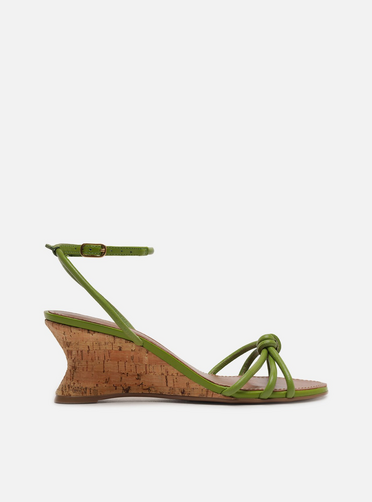 Sandália Verde Anabela Cortiça Tiras