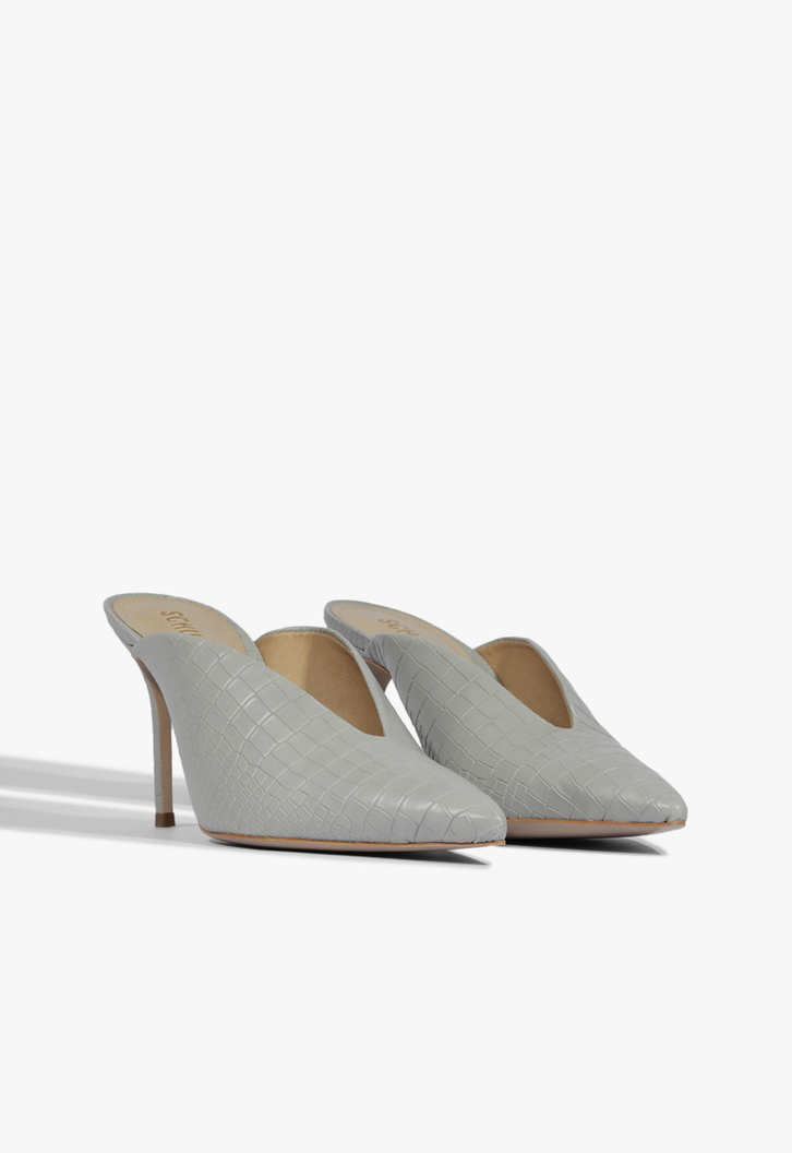 高級素材使用ブランド Croco Cava Mule Sapato Cinza MALL ZZ | 靴