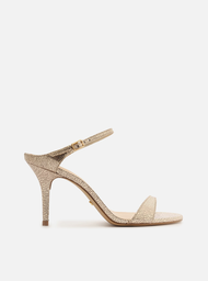 Sandália Dourada Arezzo Couro Salto Fino Tira Instep