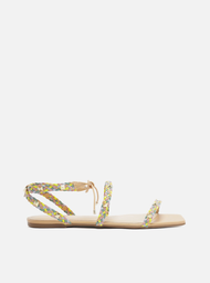 Sandália Rasteira Nude Arezzo Trançada Spikes