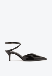Sapato Scarpin Preto Schutz Salto Médio Tiras Couro