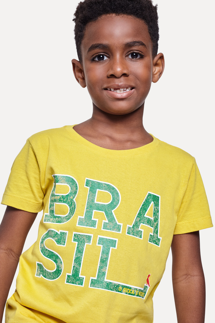 CAMISETA AMARELA RESERVA MINI ESTAMPADA BRASIL