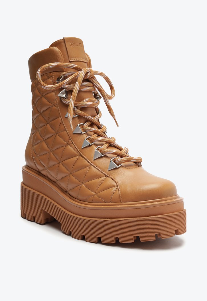 Bota Coturno Marrom Schutz Cadarço Matelassê Couro