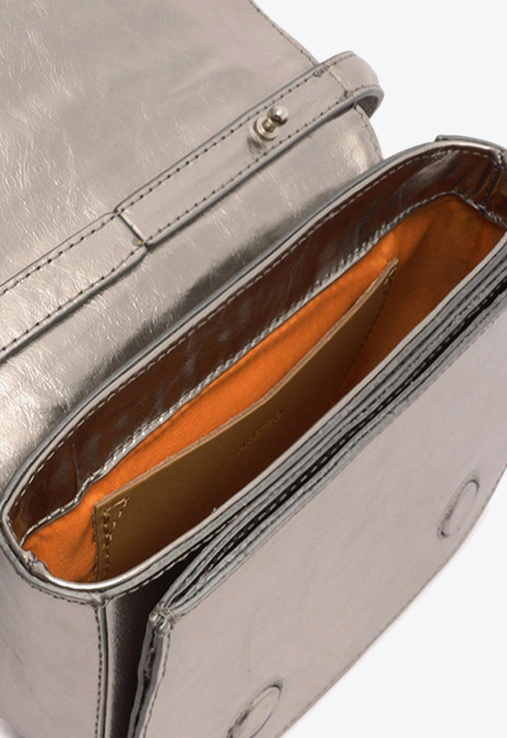 Bolsa Prateada Arezzo Tiracolo Couro Ashley Média