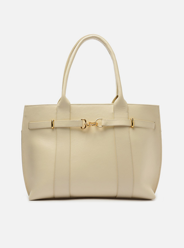 Bolsa Shopping Branca Couro Grande Selaria Lenny