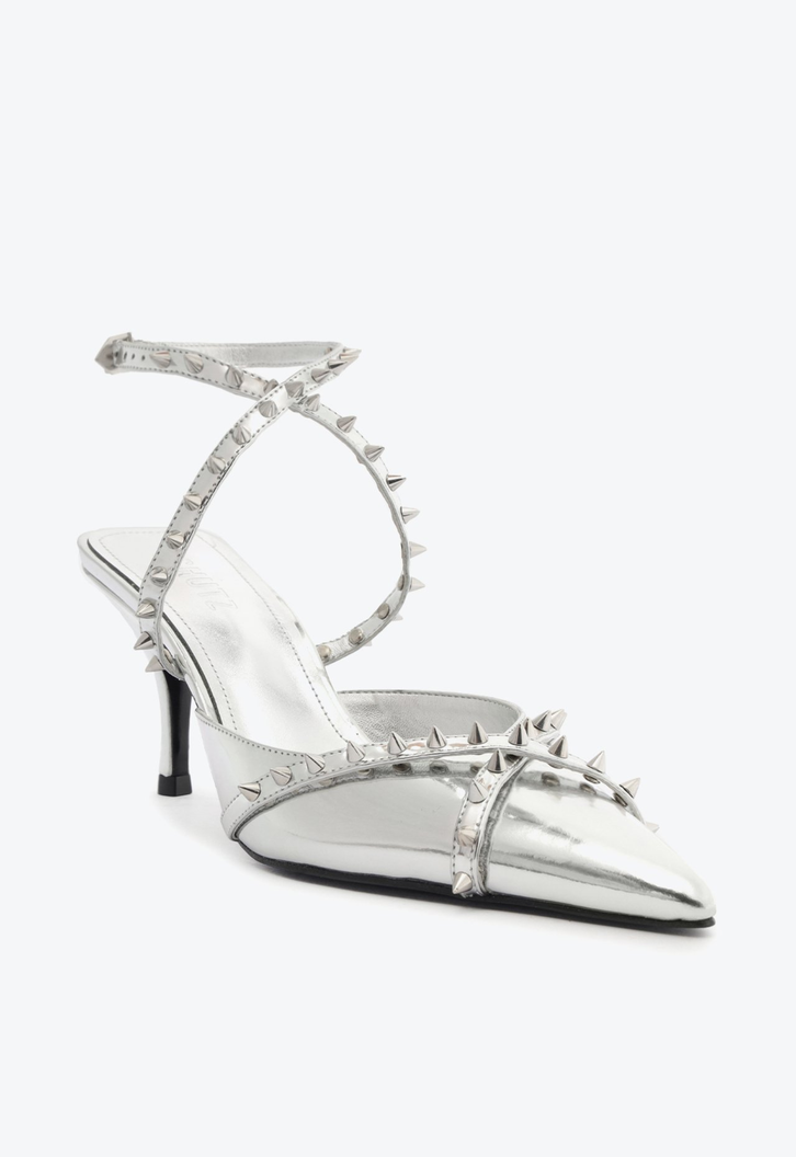Scarpin Couro Prateado