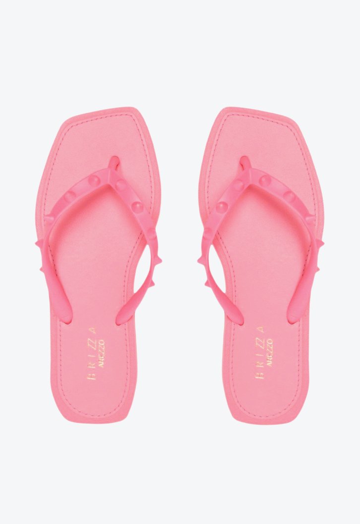 Chinelo De Dedo Rosa Brizza Bico Quadrado Rock