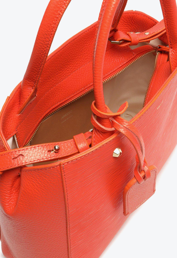 Bolsa Tote Laranja Arezzo Couro Wave Bella Grande