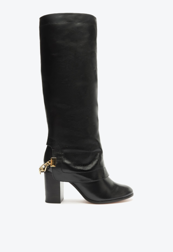 Bota Emmi Couro Cano Alto Preta