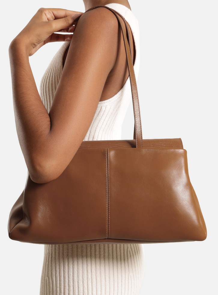 Bolsa Shopping Marrom Couro Média