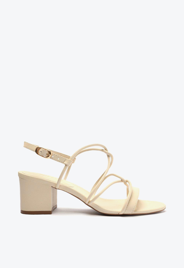 Sandália Off-White Arezzo Salto Bloco Tiras Enlace