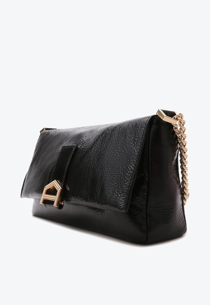 Bolsa Tiracolo Preta Arezzo Couro Detalhe Média