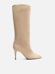 Bota Nude Arezzo Camurça Cano Longo Hailey